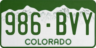 CO license plate 986BVY