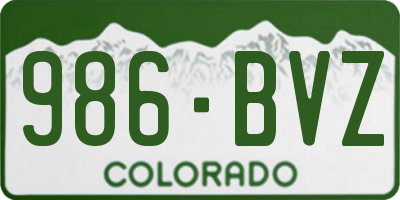 CO license plate 986BVZ