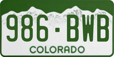 CO license plate 986BWB