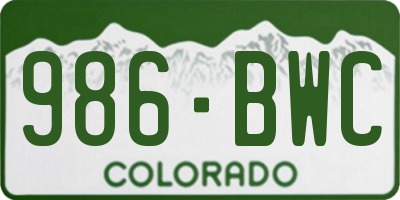 CO license plate 986BWC