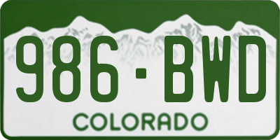 CO license plate 986BWD