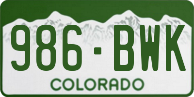 CO license plate 986BWK