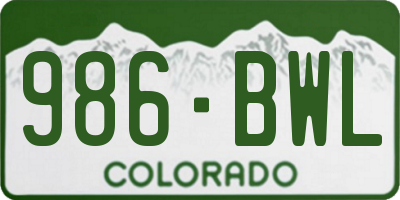 CO license plate 986BWL