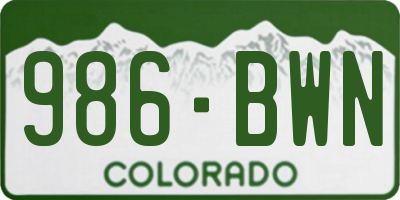 CO license plate 986BWN