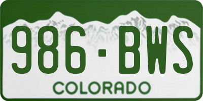 CO license plate 986BWS