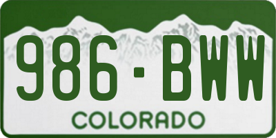 CO license plate 986BWW