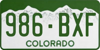 CO license plate 986BXF
