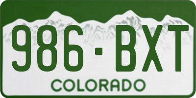 CO license plate 986BXT
