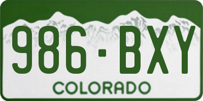 CO license plate 986BXY