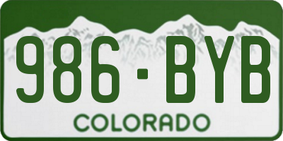CO license plate 986BYB