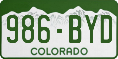 CO license plate 986BYD