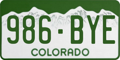 CO license plate 986BYE