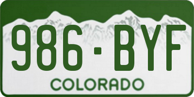 CO license plate 986BYF