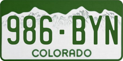 CO license plate 986BYN