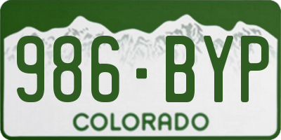 CO license plate 986BYP