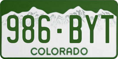 CO license plate 986BYT
