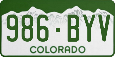 CO license plate 986BYV
