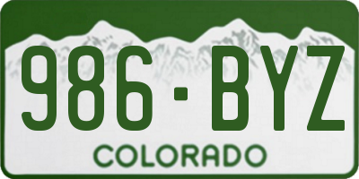 CO license plate 986BYZ
