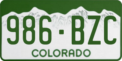 CO license plate 986BZC