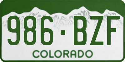 CO license plate 986BZF