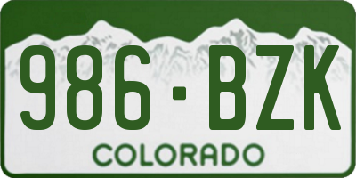 CO license plate 986BZK