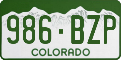 CO license plate 986BZP