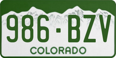 CO license plate 986BZV