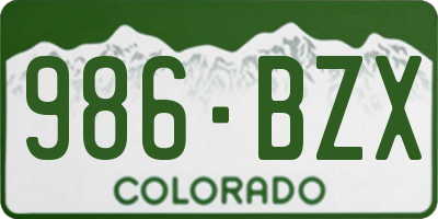 CO license plate 986BZX