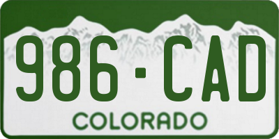 CO license plate 986CAD