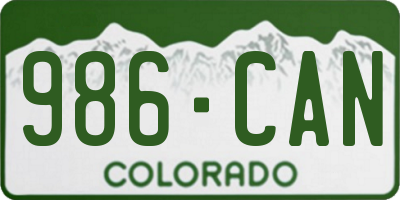 CO license plate 986CAN