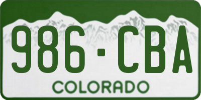 CO license plate 986CBA