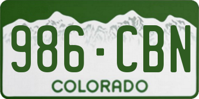 CO license plate 986CBN
