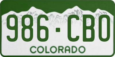 CO license plate 986CBO