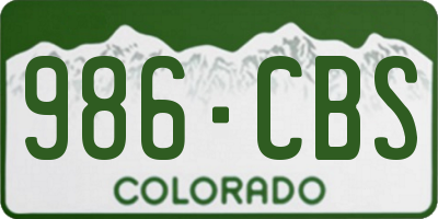 CO license plate 986CBS