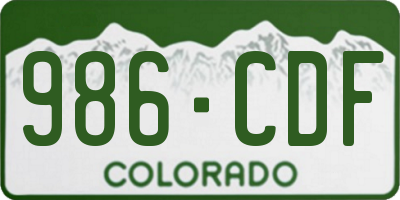 CO license plate 986CDF