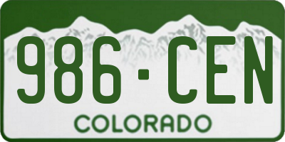 CO license plate 986CEN