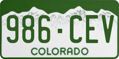 CO license plate 986CEV