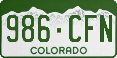 CO license plate 986CFN
