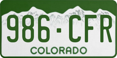 CO license plate 986CFR