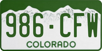 CO license plate 986CFW