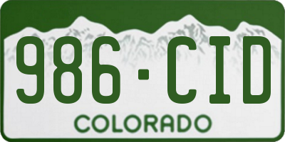 CO license plate 986CID