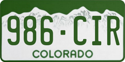 CO license plate 986CIR