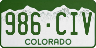 CO license plate 986CIV