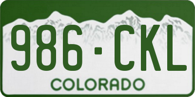 CO license plate 986CKL