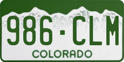 CO license plate 986CLM