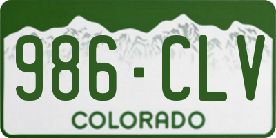 CO license plate 986CLV