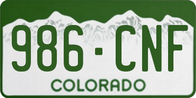 CO license plate 986CNF