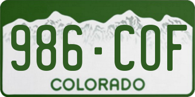 CO license plate 986COF