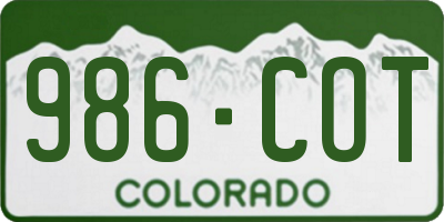 CO license plate 986COT