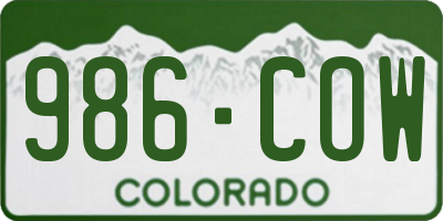 CO license plate 986COW